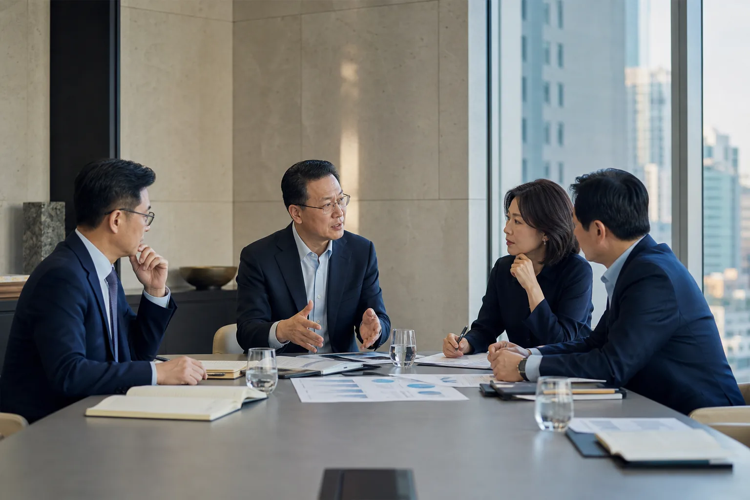 律師與企業客戶進行案件會議